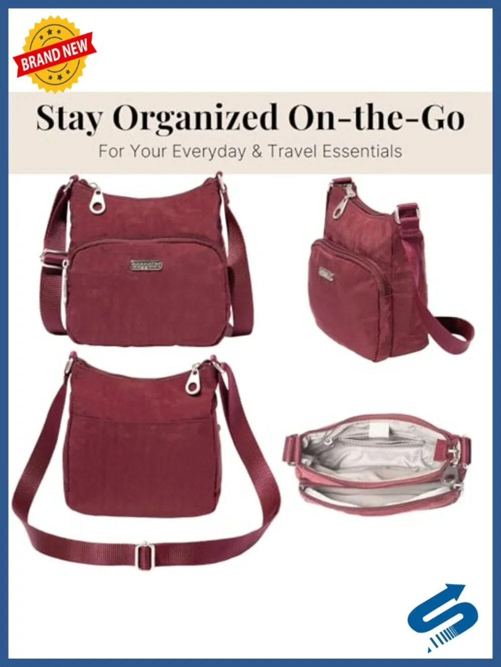 Lightweight Nylon Crossbody Travel Handbag with Adjustable Strap
